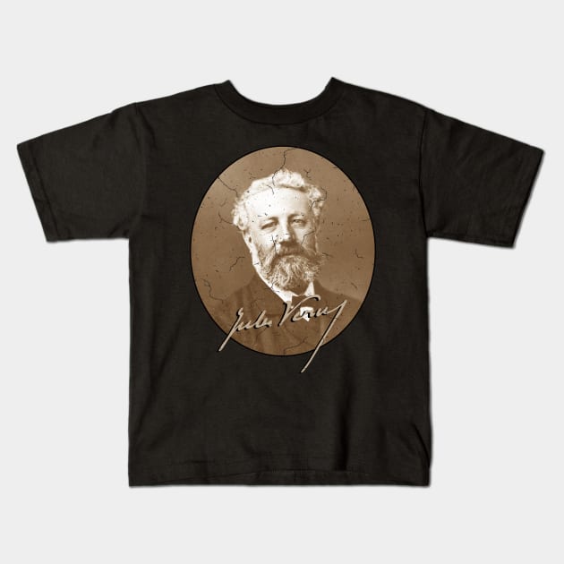 Science Fiction Visionary - Jules Verne Portrait 2 Kids T-Shirt by EDDArt